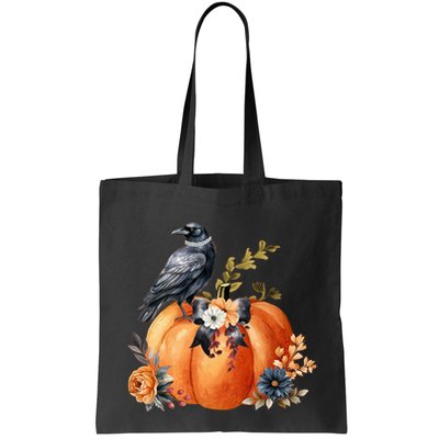 Pretty Autumn Raven Floral Pumpkin Fall Lover Bag