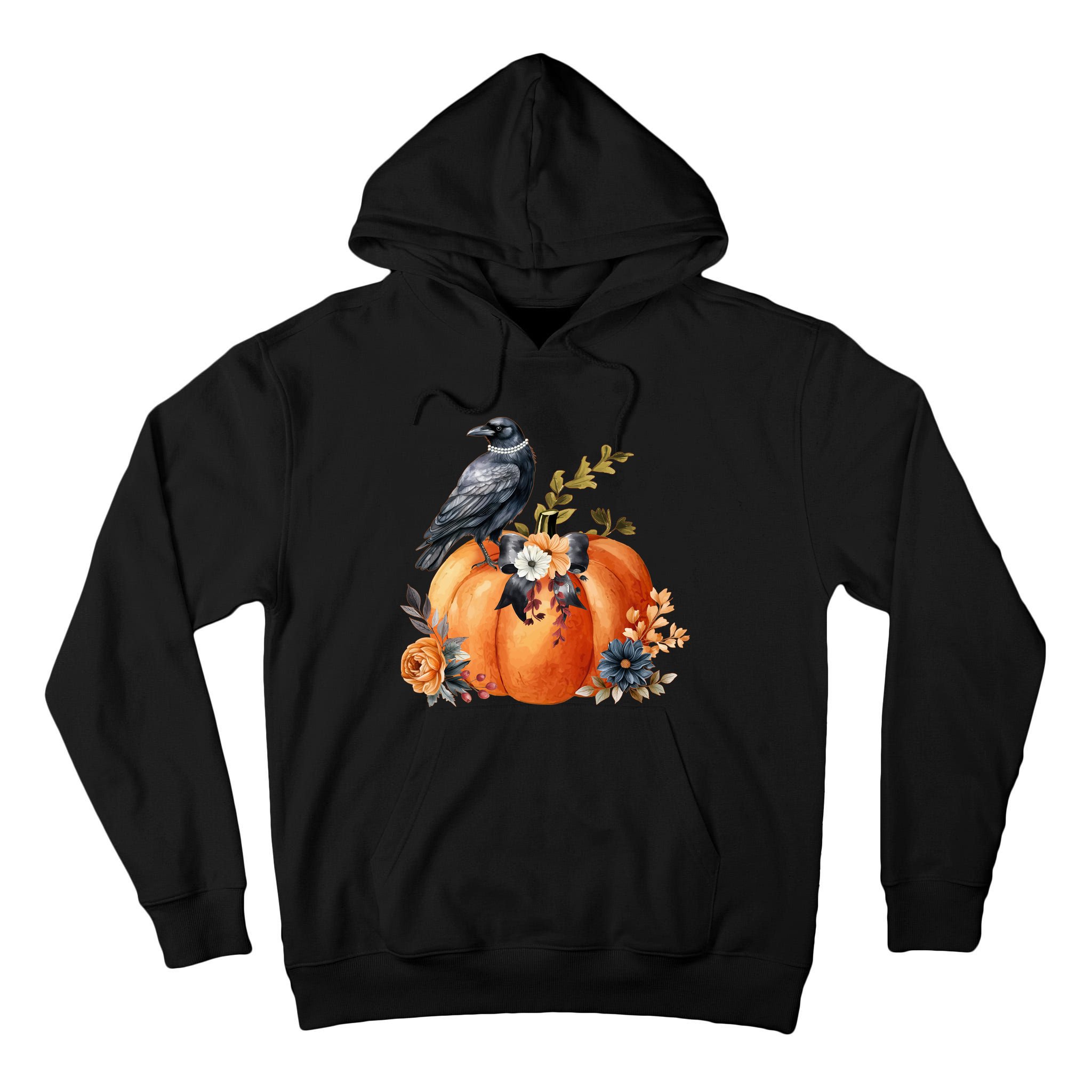 Pretty Autumn Raven Floral Pumpkin Fall Lover Tall Hoodie