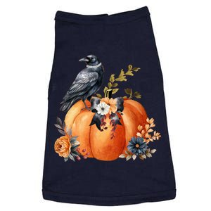 Pretty Autumn Raven Floral Pumpkin Fall Lover Doggie Tank