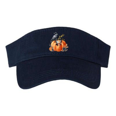 Pretty Autumn Raven Floral Pumpkin Fall Lover Valucap Bio-Washed Visor