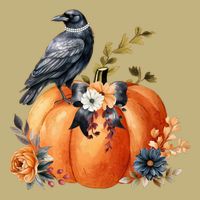Pretty Autumn Raven Floral Pumpkin Fall Lover Performance Shirt