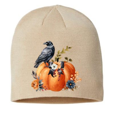 Pretty Autumn Raven Floral Pumpkin Fall Lover Sustainable Beanie