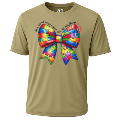 Puzzle Autism Ribbon Coquette Bow Be Kind Autism Mom Teacher Cooling Performance Crew T-Shirt