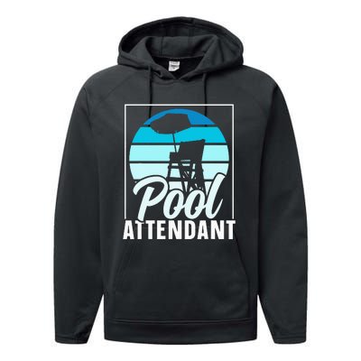 Pool Attendant Rescuer Attendants Swimming Performance Fleece Hoodie