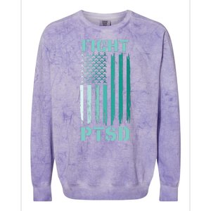 PTSD Awareness Ribbon Hope Support Love American Flag Colorblast Crewneck Sweatshirt