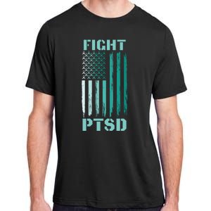 PTSD Awareness Ribbon Hope Support Love American Flag Adult ChromaSoft Performance T-Shirt