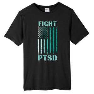 PTSD Awareness Ribbon Hope Support Love American Flag Tall Fusion ChromaSoft Performance T-Shirt