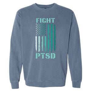 PTSD Awareness Ribbon Hope Support Love American Flag Garment-Dyed Sweatshirt