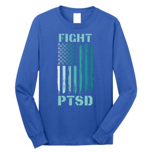 PTSD Awareness Ribbon Hope Support Love American Flag Long Sleeve Shirt