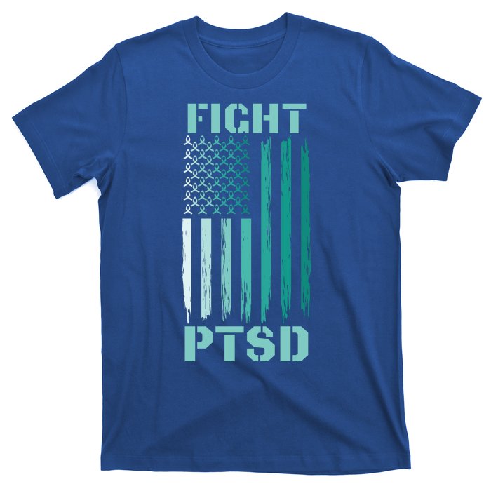 PTSD Awareness Ribbon Hope Support Love American Flag T-Shirt