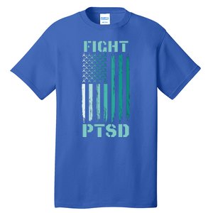 PTSD Awareness Ribbon Hope Support Love American Flag Tall T-Shirt