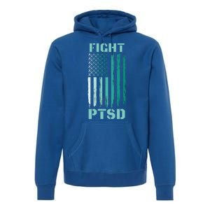 PTSD Awareness Ribbon Hope Support Love American Flag Premium Hoodie