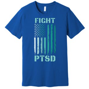 PTSD Awareness Ribbon Hope Support Love American Flag Premium T-Shirt