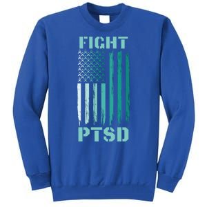 PTSD Awareness Ribbon Hope Support Love American Flag Tall Sweatshirt