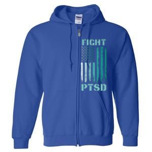 PTSD Awareness Ribbon Hope Support Love American Flag Full Zip Hoodie