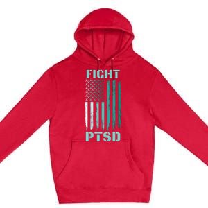 PTSD Awareness Ribbon Hope Support Love American Flag Premium Pullover Hoodie