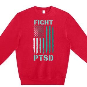 PTSD Awareness Ribbon Hope Support Love American Flag Premium Crewneck Sweatshirt