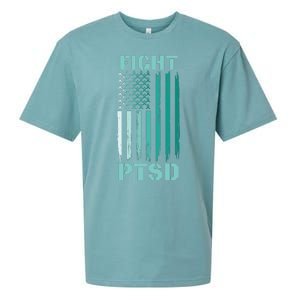 PTSD Awareness Ribbon Hope Support Love American Flag Sueded Cloud Jersey T-Shirt