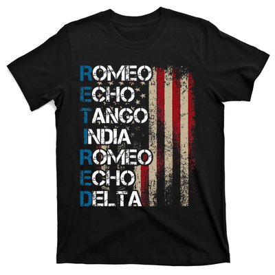 Phonetic Alphabet Retired Veteran Retirement Army Military T-Shirt