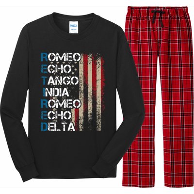 Phonetic Alphabet Retired Veteran Retirement Army Military Long Sleeve Pajama Set