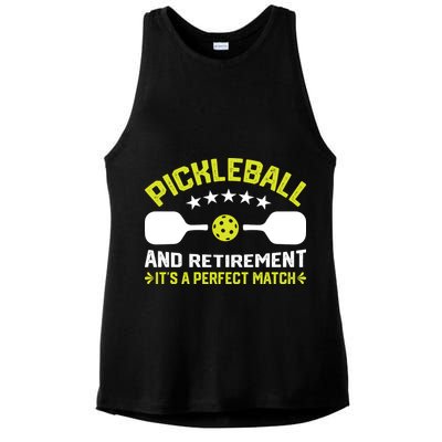 Pickleball And Retirement It's A Perfect Match Ladies PosiCharge Tri-Blend Wicking Tank