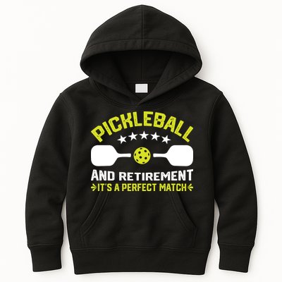 Pickleball And Retirement It's A Perfect Match Kids Hoodie