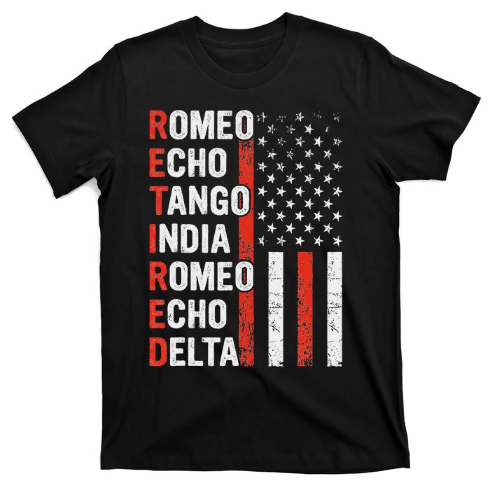 Phonetic Alphabet Retired Veteran Retirement Army Military T-Shirt