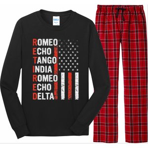 Phonetic Alphabet Retired Veteran Retirement Army Military Long Sleeve Pajama Set