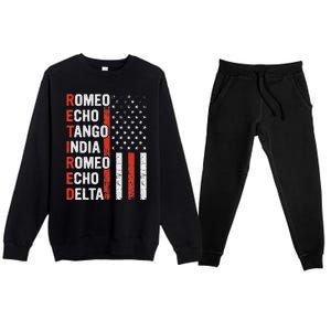 Phonetic Alphabet Retired Veteran Retirement Army Military Premium Crewneck Sweatsuit Set