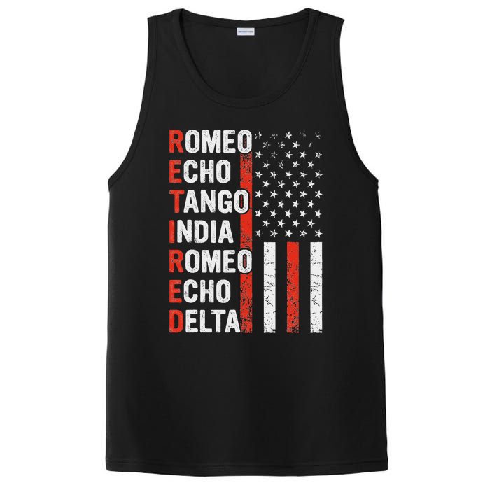 Phonetic Alphabet Retired Veteran Retirement Army Military PosiCharge Competitor Tank