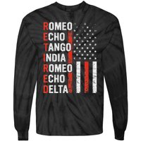 Phonetic Alphabet Retired Veteran Retirement Army Military Tie-Dye Long Sleeve Shirt