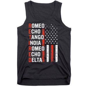 Phonetic Alphabet Retired Veteran Retirement Army Military Tank Top