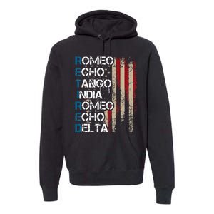 Phonetic Alphabet Retired Veteran Retirement Army Military Premium Hoodie