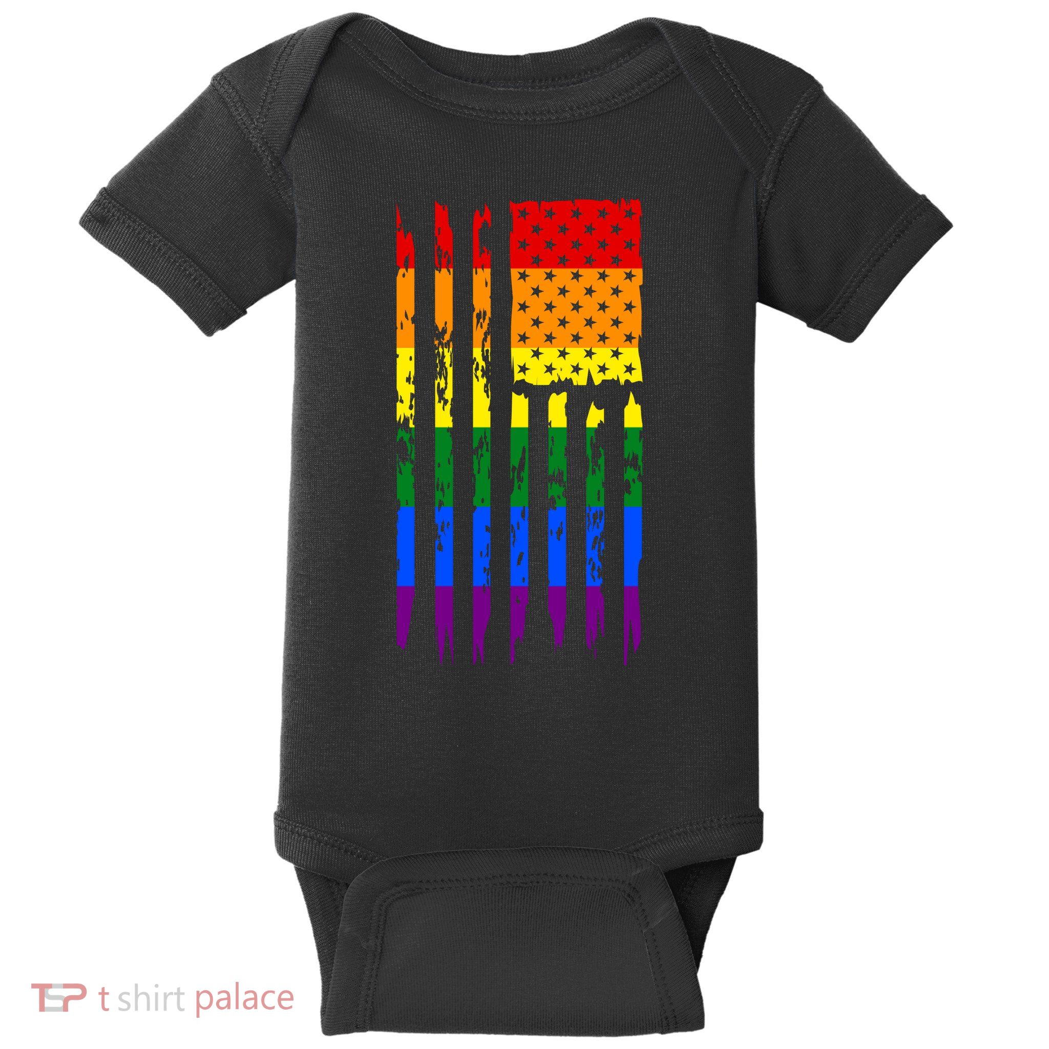Pride American Rainbow Flag Baby Bodysuit
