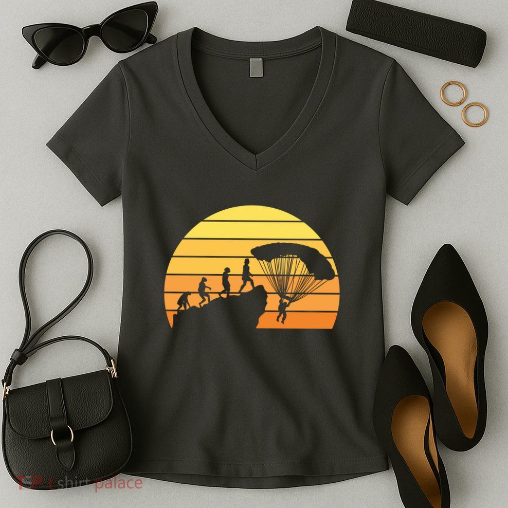Parachuting Evolution Women's V-Neck T-Shirt