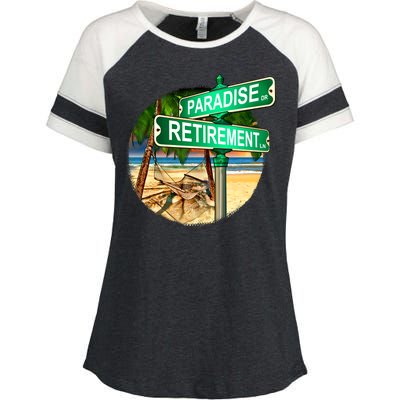 Paradise Dr Retirement Ln Enza Ladies Jersey Colorblock Tee