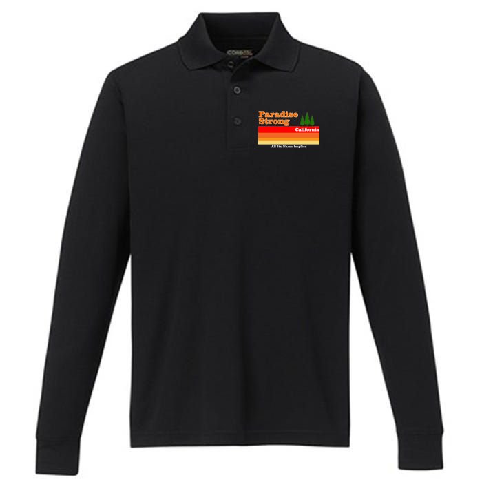 Paradise Strong Camp Fire California Performance Long Sleeve Polo