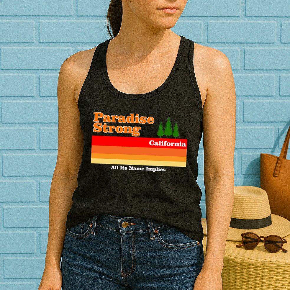 Paradise Strong Camp Fire California Womens Tank Top
