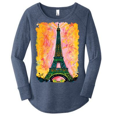 Paris France Colorful Eiffel Tower Women's Perfect Tri Tunic Long Sleeve Shirt