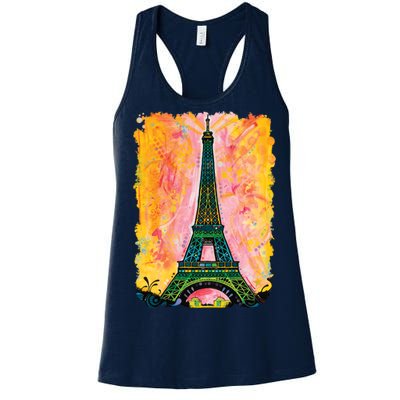 Paris France Colorful Eiffel Tower Women's Racerback Tank