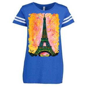 Paris France Colorful Eiffel Tower Enza Ladies Jersey Football T-Shirt