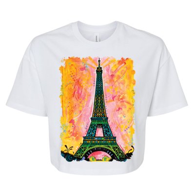 Paris France Colorful Eiffel Tower Bella+Canvas Jersey Crop Tee