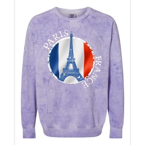 Paris France Peace Eiffel Tower Flag Colorblast Crewneck Sweatshirt