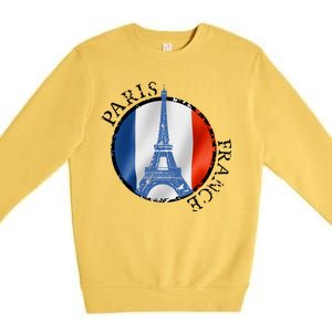 Paris France Peace Eiffel Tower Flag Premium Crewneck Sweatshirt