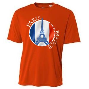 Paris France Peace Eiffel Tower Flag Cooling Performance Crew T-Shirt