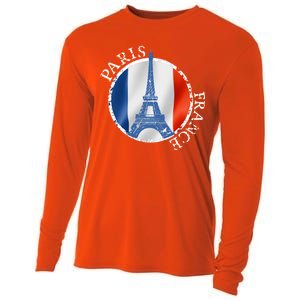 Paris France Peace Eiffel Tower Flag Cooling Performance Long Sleeve Crew