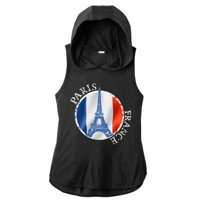 Paris France Peace Eiffel Tower Flag Ladies PosiCharge Tri-Blend Wicking Draft Hoodie Tank