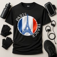 Paris France Peace Eiffel Tower Flag Cooling Performance Crew T-Shirt