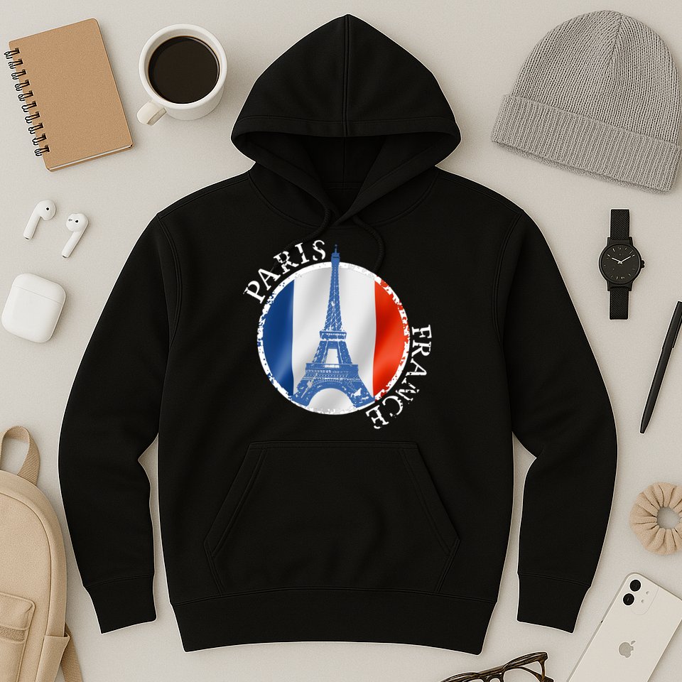 Paris France Peace Eiffel Tower Flag Hoodie
