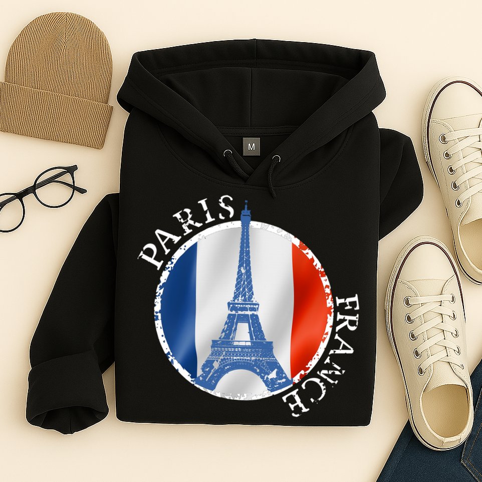 Paris France Peace Eiffel Tower Flag Hoodie